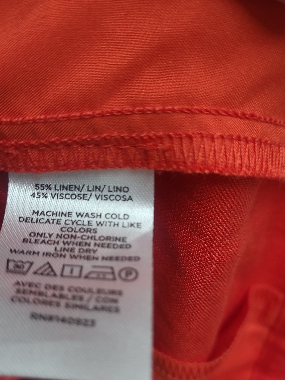 Loft Peyton Trousers Orange/Red Linen Blend Wide-Leg Bottoms Size 6 NWT - Picture 8 of 8